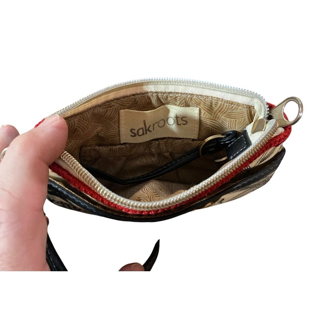 Sakroots Happy & Free Wristlet Wallet Key Ring Zip Pockets Boho Organizer Bag - Picture 5 of 5